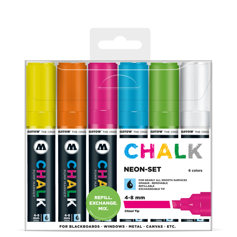 Sada fixiek Chalk  Neon-Set (4-8 mm)